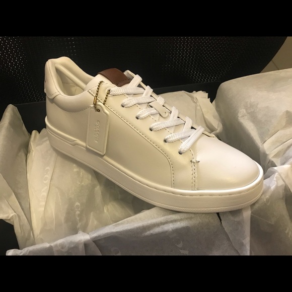 Coach Women’s Lowline Luxe Leather Shoe, White - Picture 1 of 7